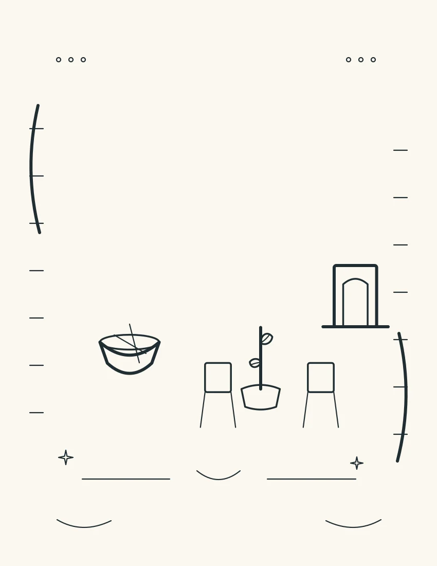 Mended bowl, two separate chairs, small plant, and open doorway shown without touch or forced reconciliation.