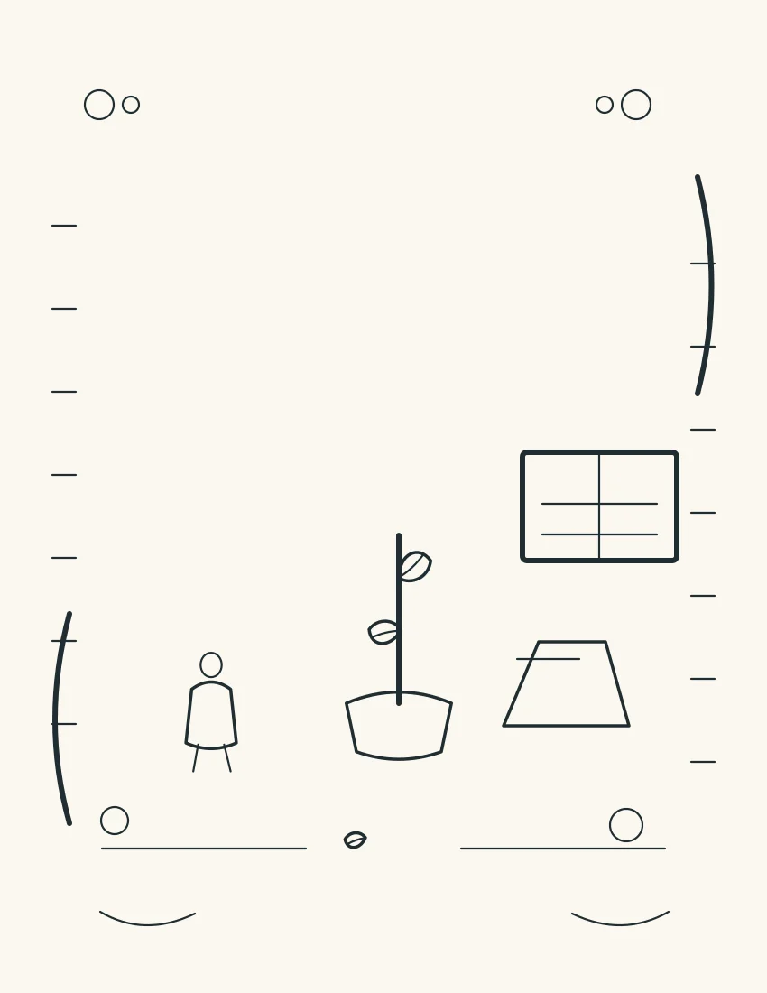 Child waits beside a sprouting plant, watering can, and blank calendar.