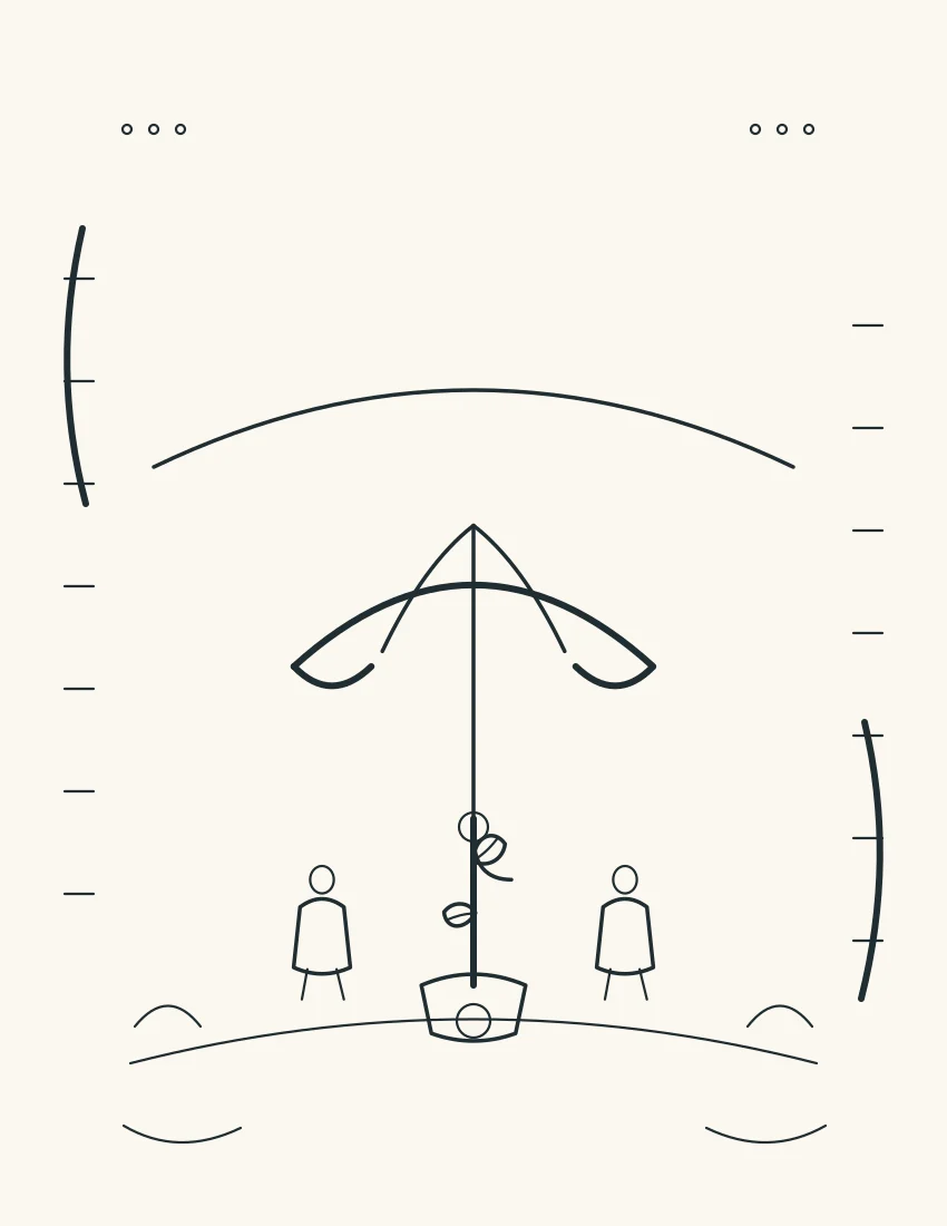 Umbrella-shaped shield rests beside a child and trusted adult under a porch.